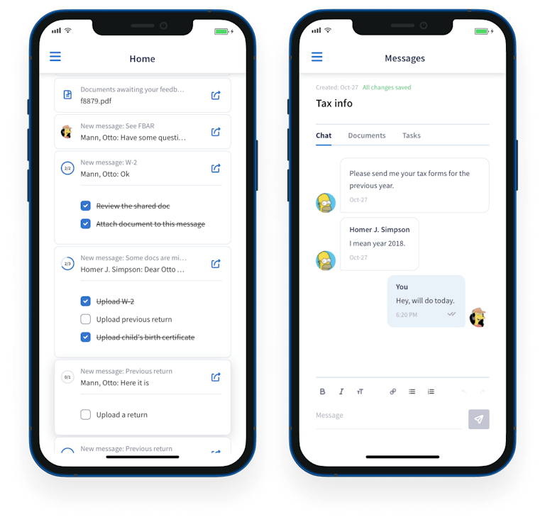 TD Lite mobile app - client view.