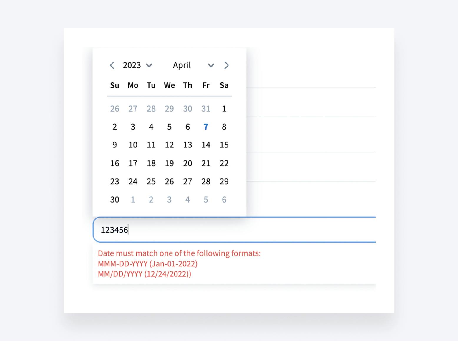 Validation check for manually entered date formats