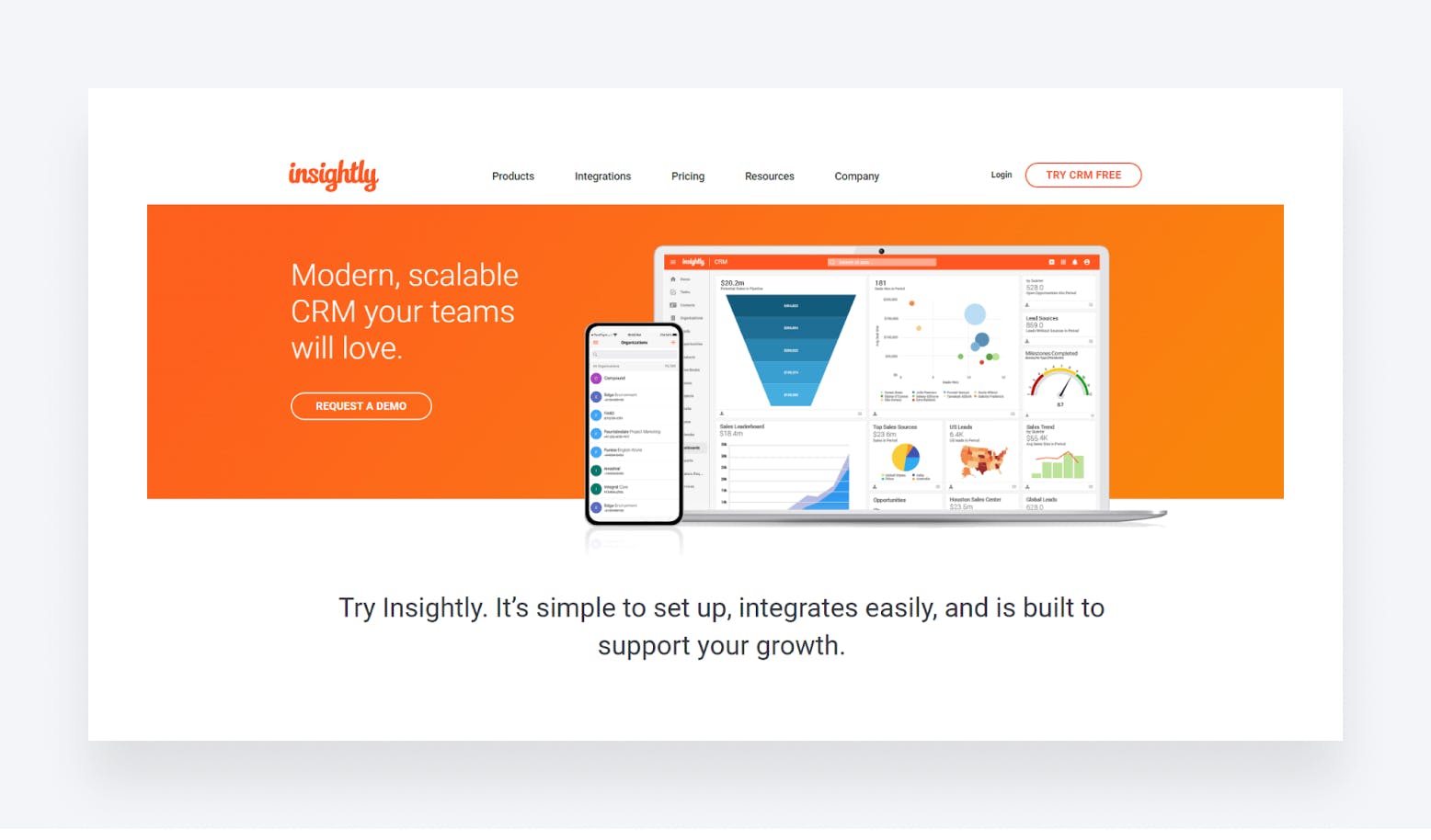 Insightly’s homepage