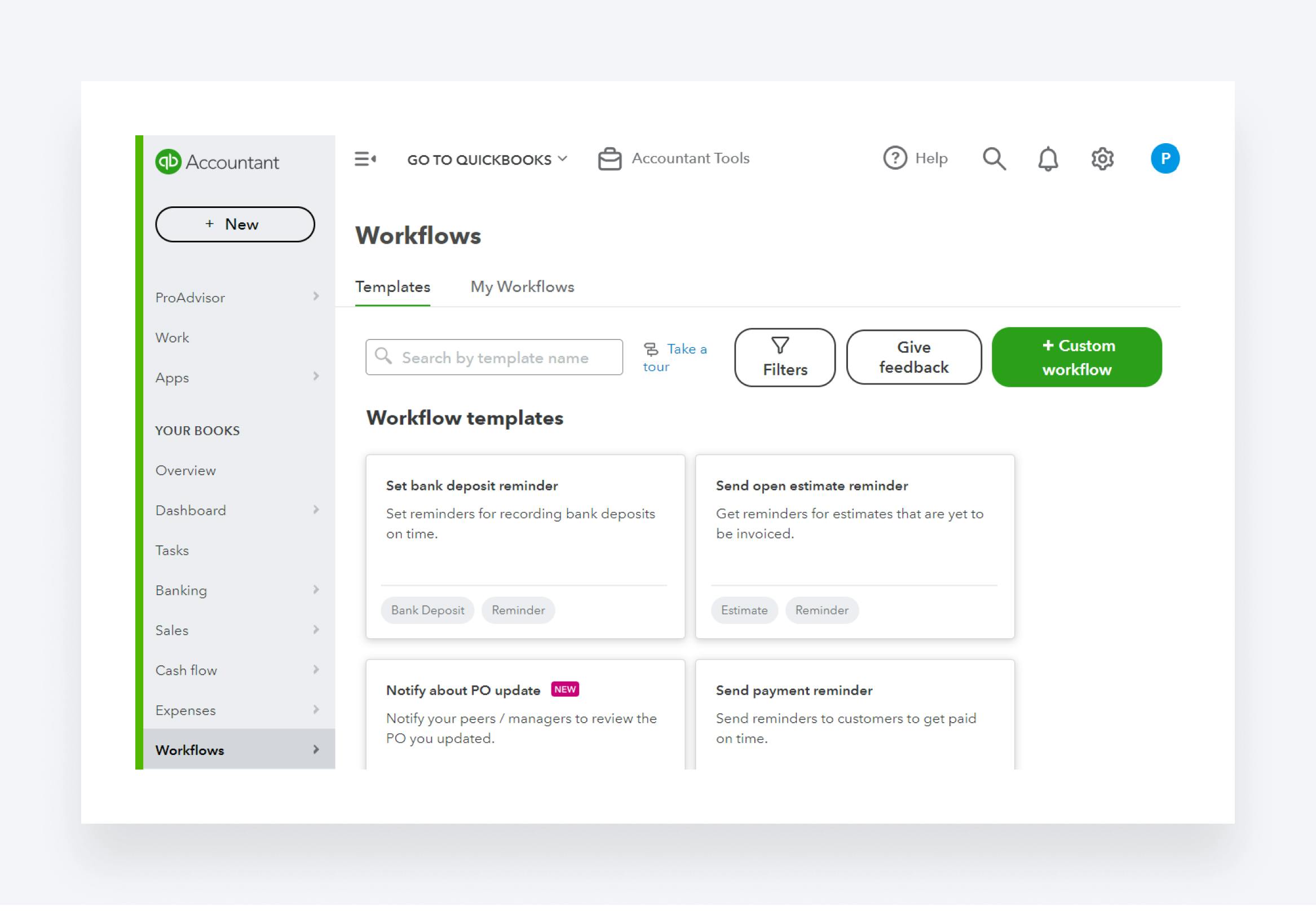 Workflow templates in QuickBooks Online Accountant