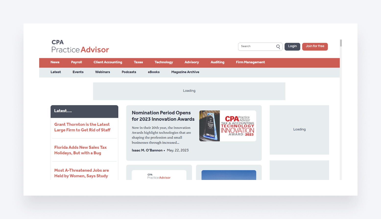 CPA Practice Advisor main page