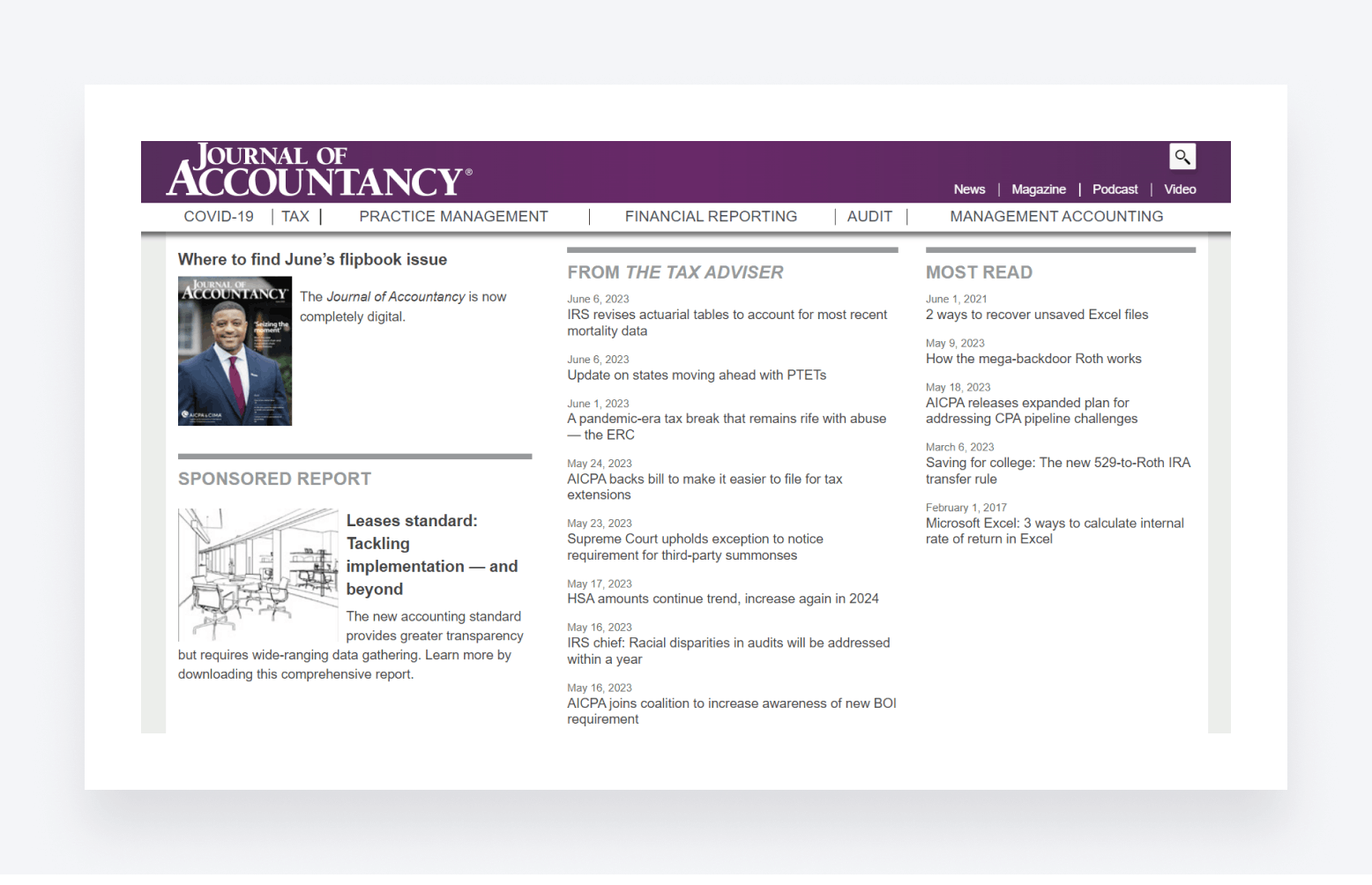 Journal of Accountancy blog page