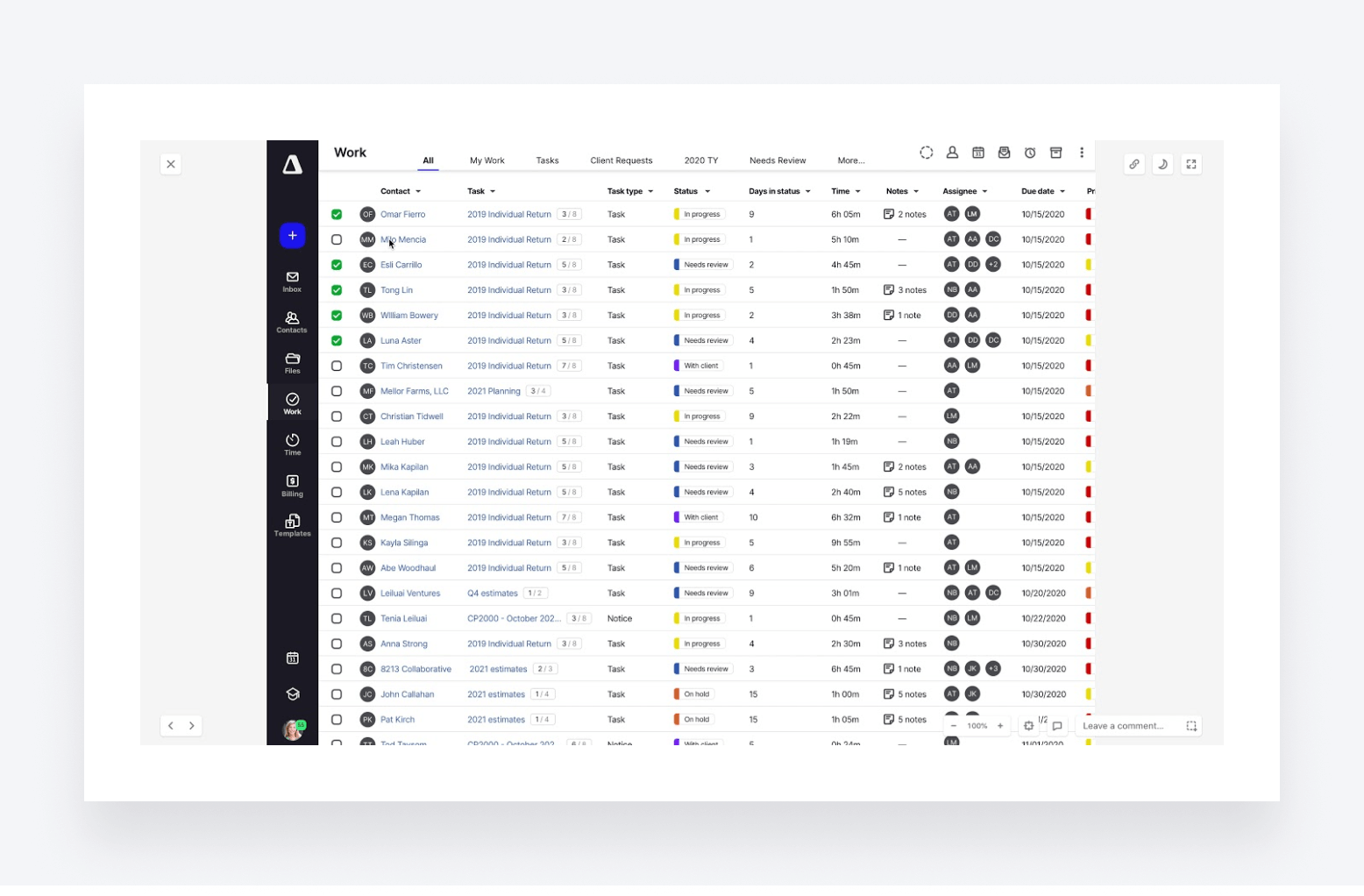 Canopy workflow management software interface