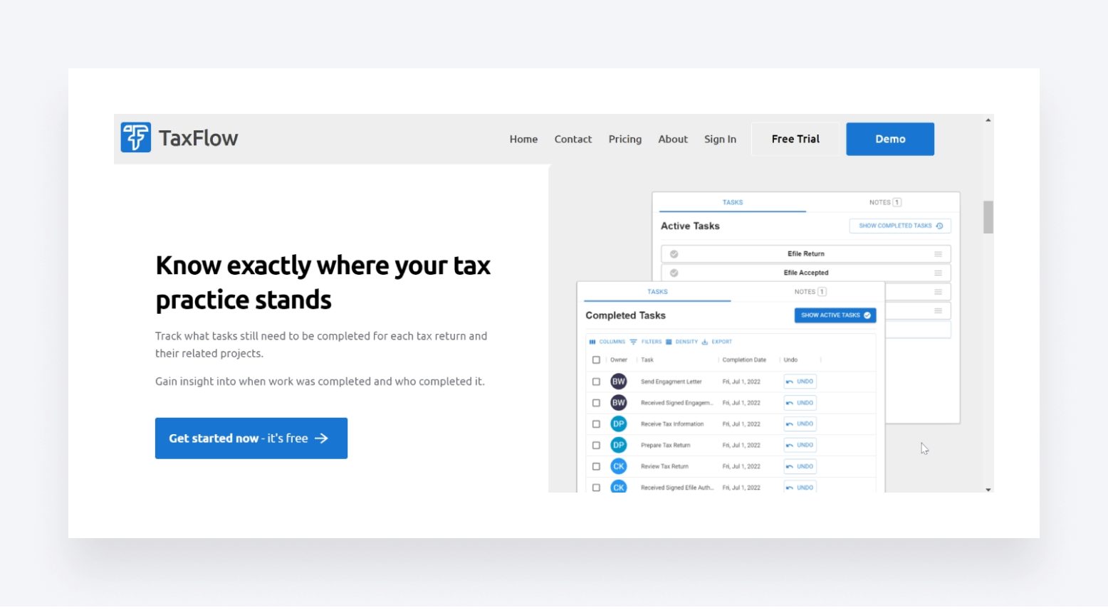 TaxFlow workflow management software interface