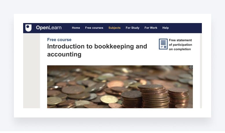 Free bookkeeping course on Open Learn