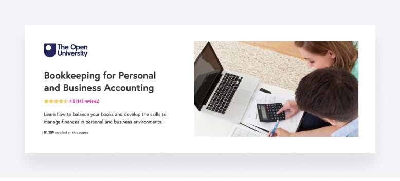 Free bookkeeping course from The Open University