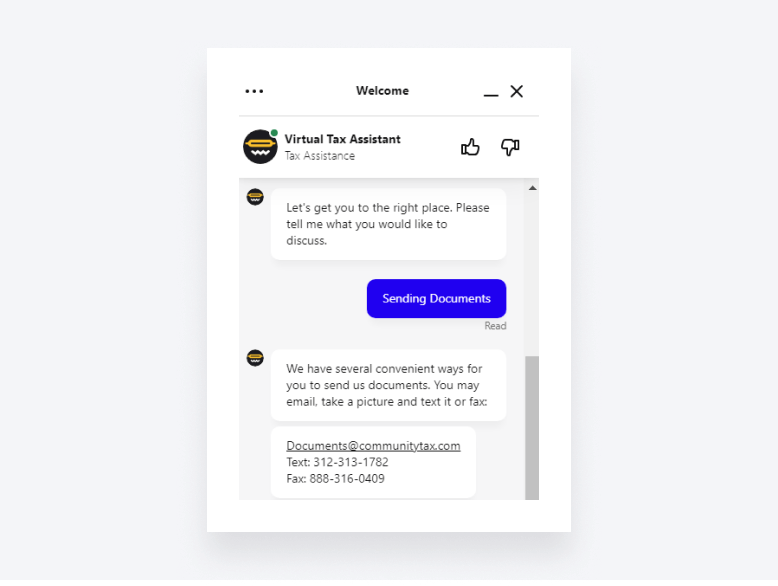 An image of a chatbot responding to a user's query