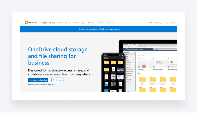 An image showcasing OneDrive, a cloud-based file hosting platform