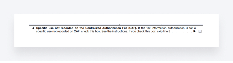 A screenshot of section 4 of IRS Form 8821.