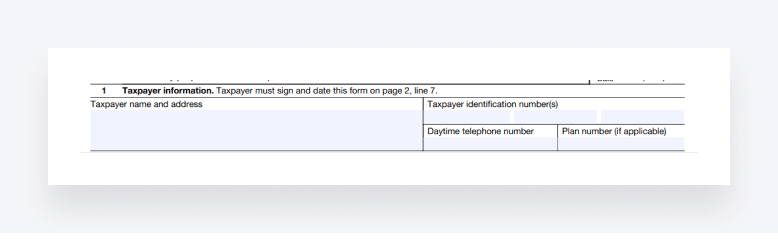 A screenshot of section 1 of IRS Form 2848. 