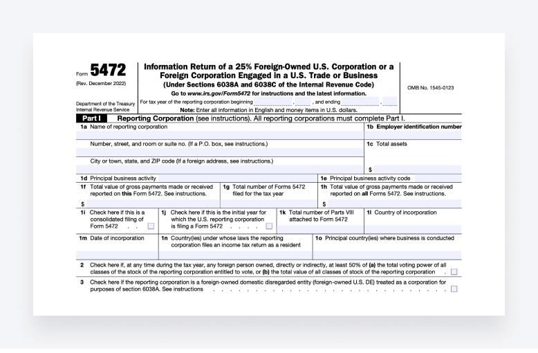 Part I of Form 5472 is for providing essential information about the reporting corporation.