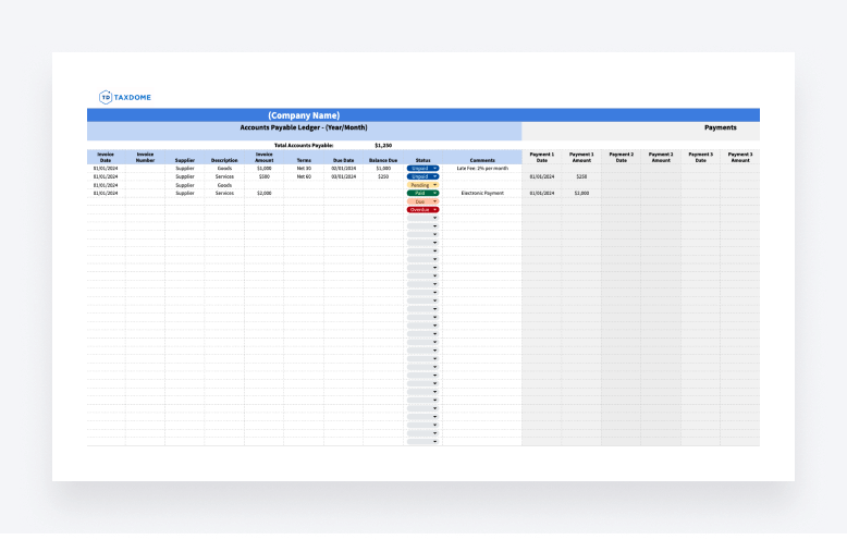 Free Excel accounts payable template — download to start managing your invoices and track payments.