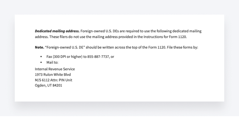 From the IRS website: US-based disregarded entities must file Form 5472 to a different IRS address.