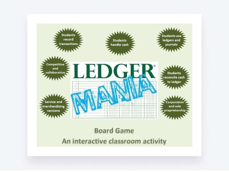 Logo for the accounting game Ledger Mania