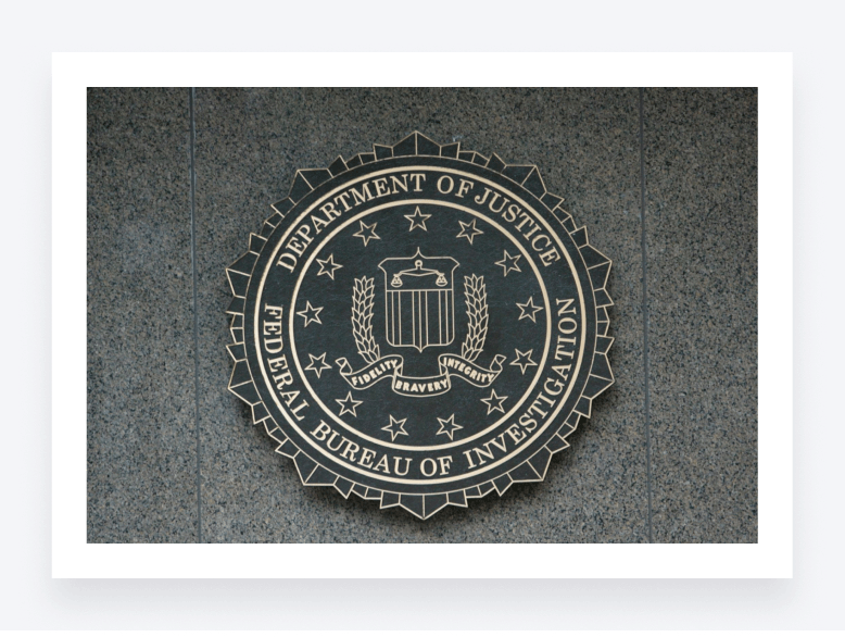 FBI sign outside of a building in Washington, DC.