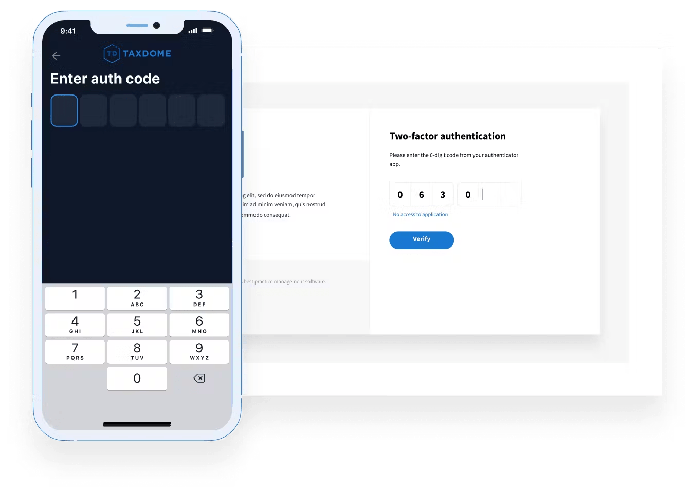 An image displaying TaxDome's security feature—two-factor authentication.