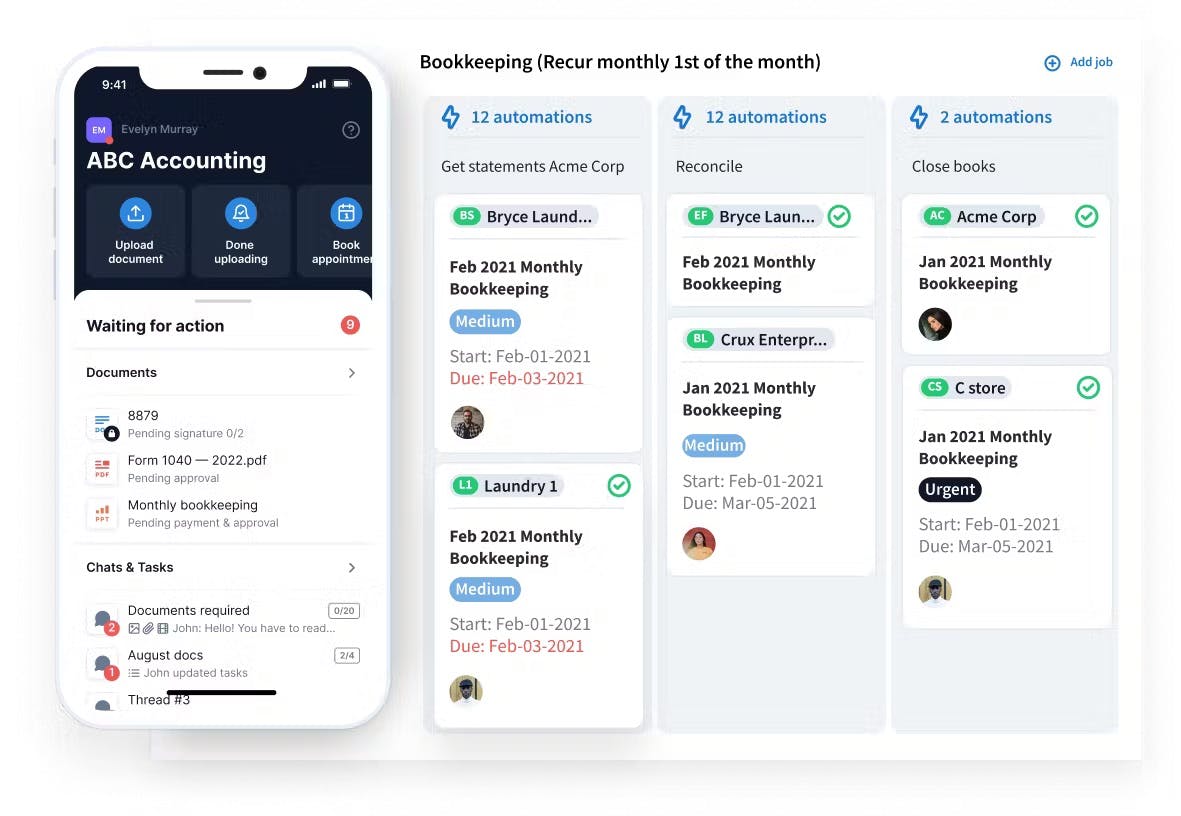 TaxDome's client mobile app and workflow automation. 