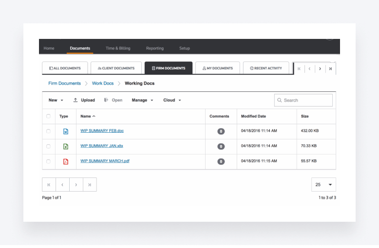 Document management in Onvio Firm Management.