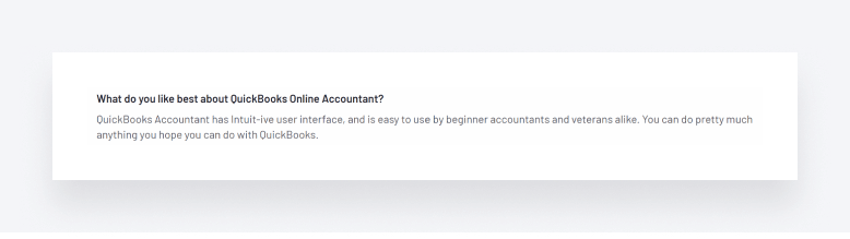 A screenshot of a positive review of QuickBooks Online Accountant.