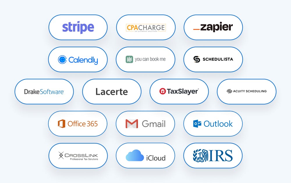Image showcasing TaxDome integrations with various business tools.