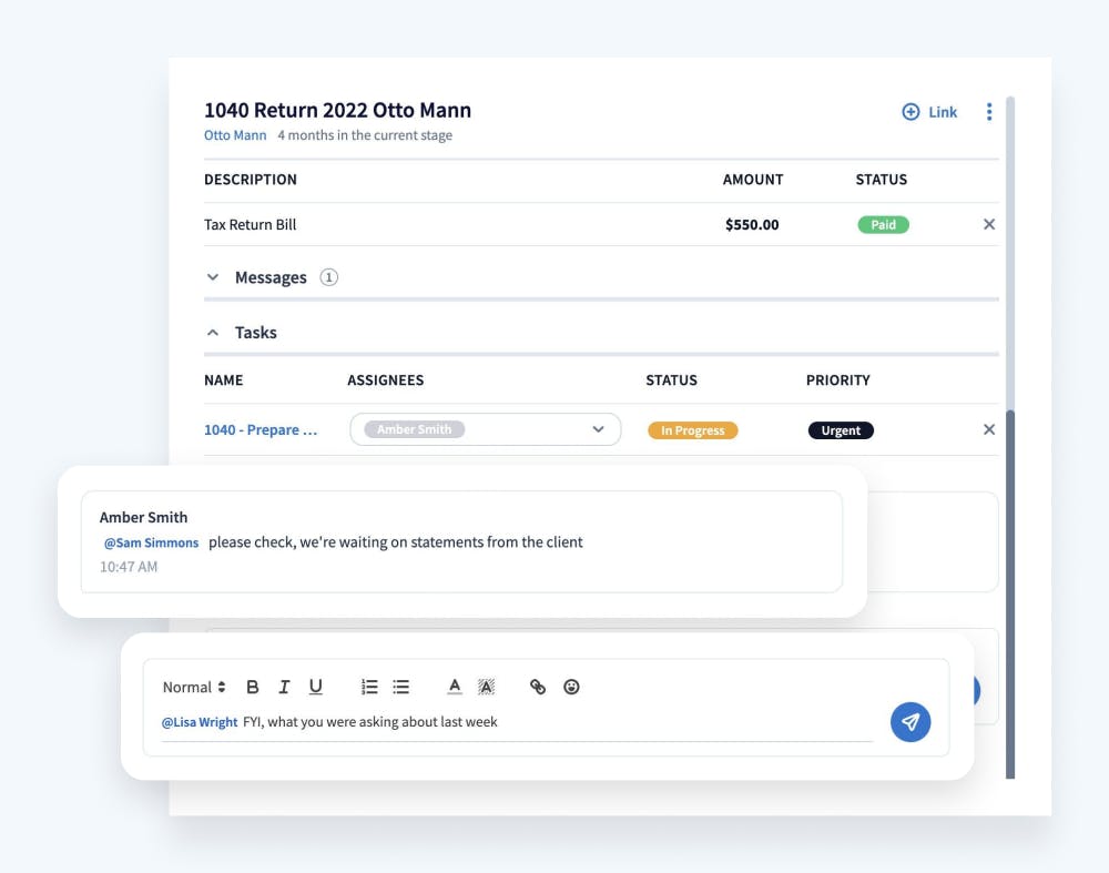 Image showcasing seamless team collaboration with the accounting CRM system.