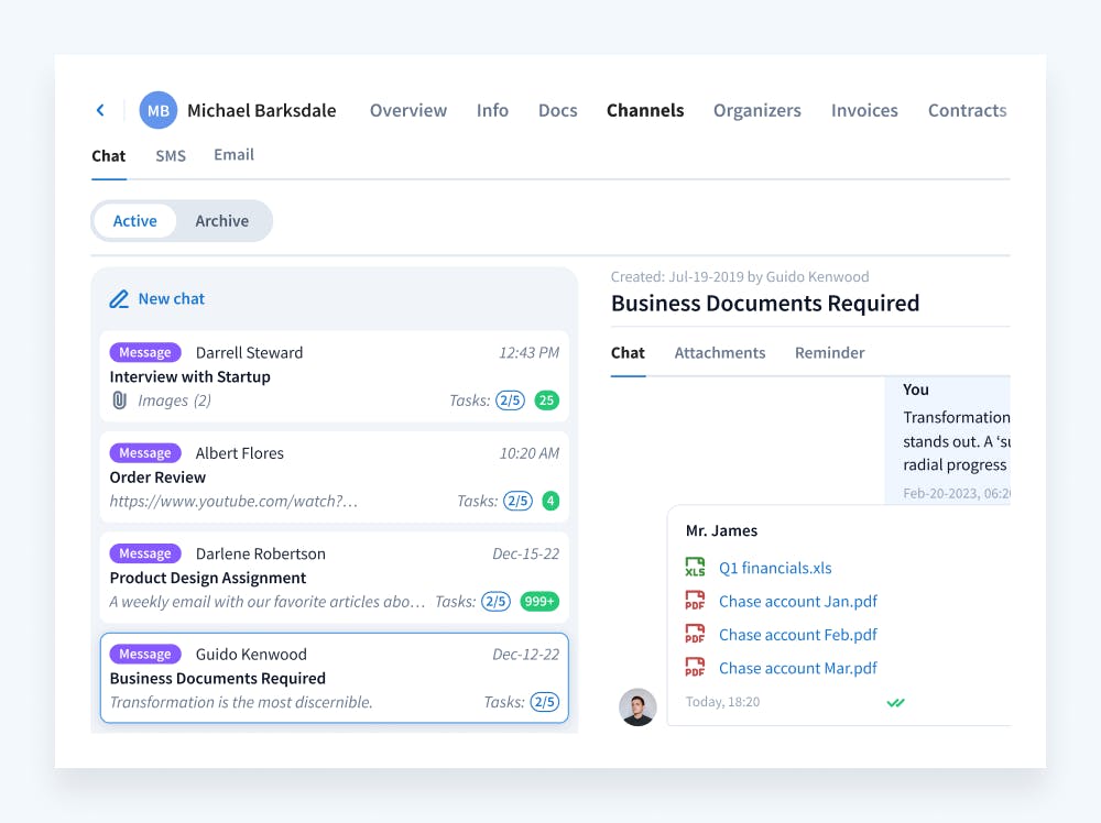 Image showcasing TaxDome's centralized client management system.