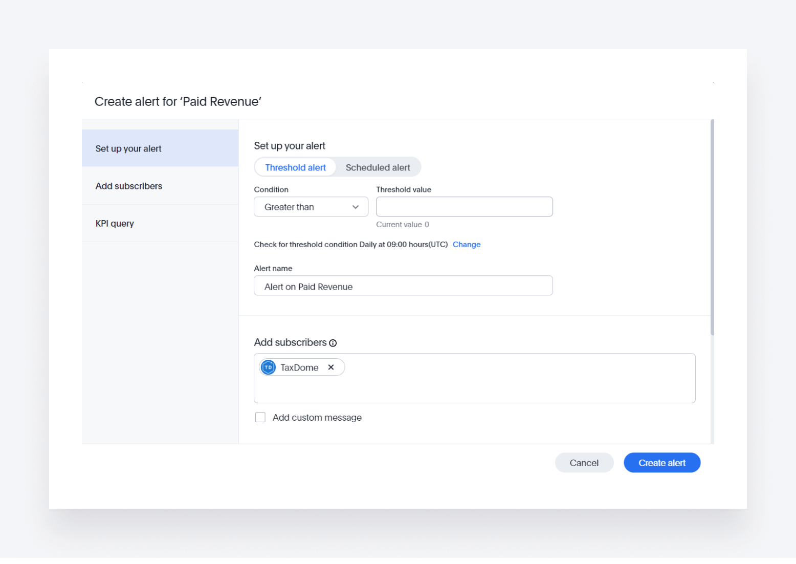 TaxDome AI-reporting creating an alert for paid revenue.