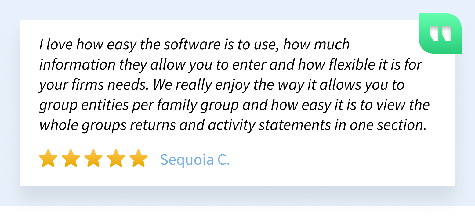 Screenshot showcasing what people like about Xero Practice Manager's practice management software