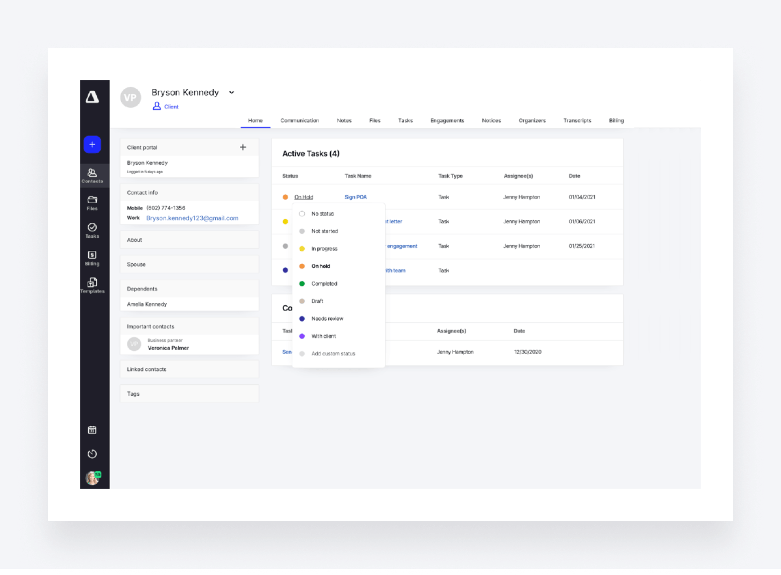 Screenshot showcasing Canopy’s practice management solution