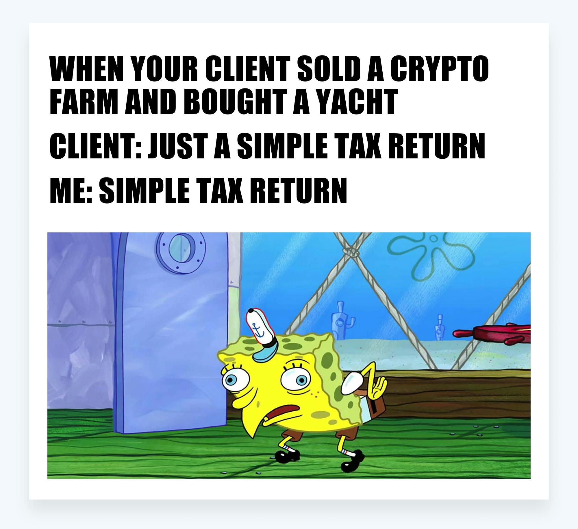 Tax memes - misunderstanding what a simple tax return looks like