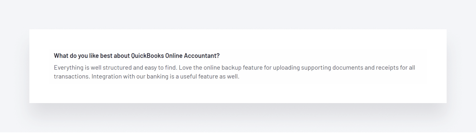 A user review of QuickBooks Online Accountant from G2.