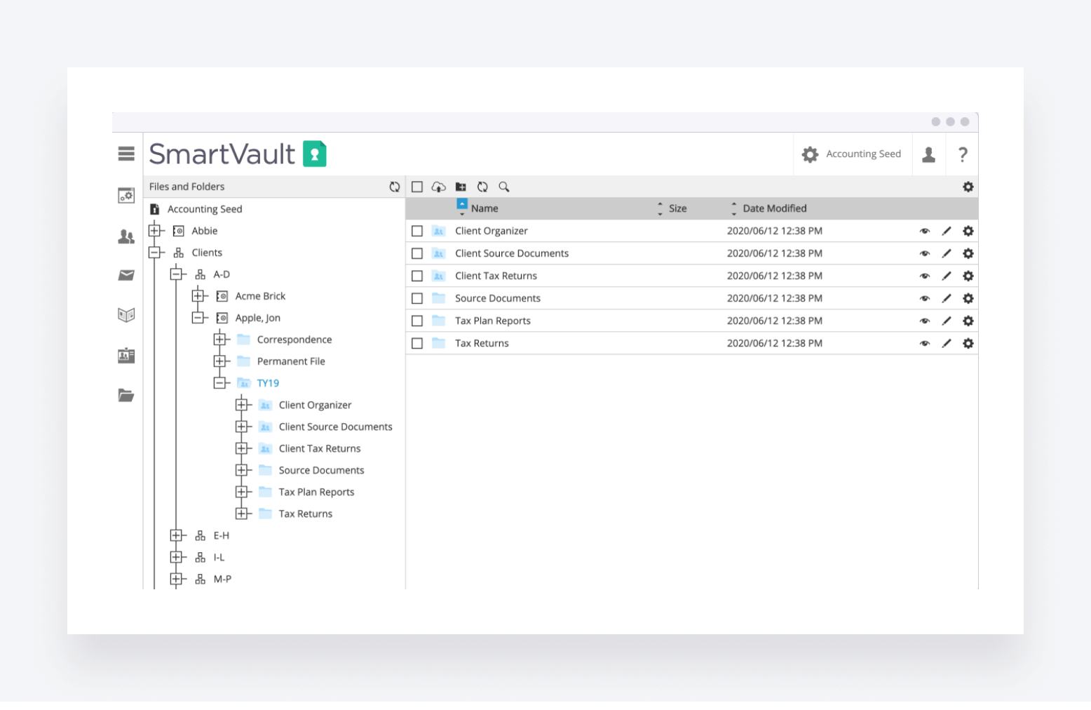 File and folder organization in SmartVault.