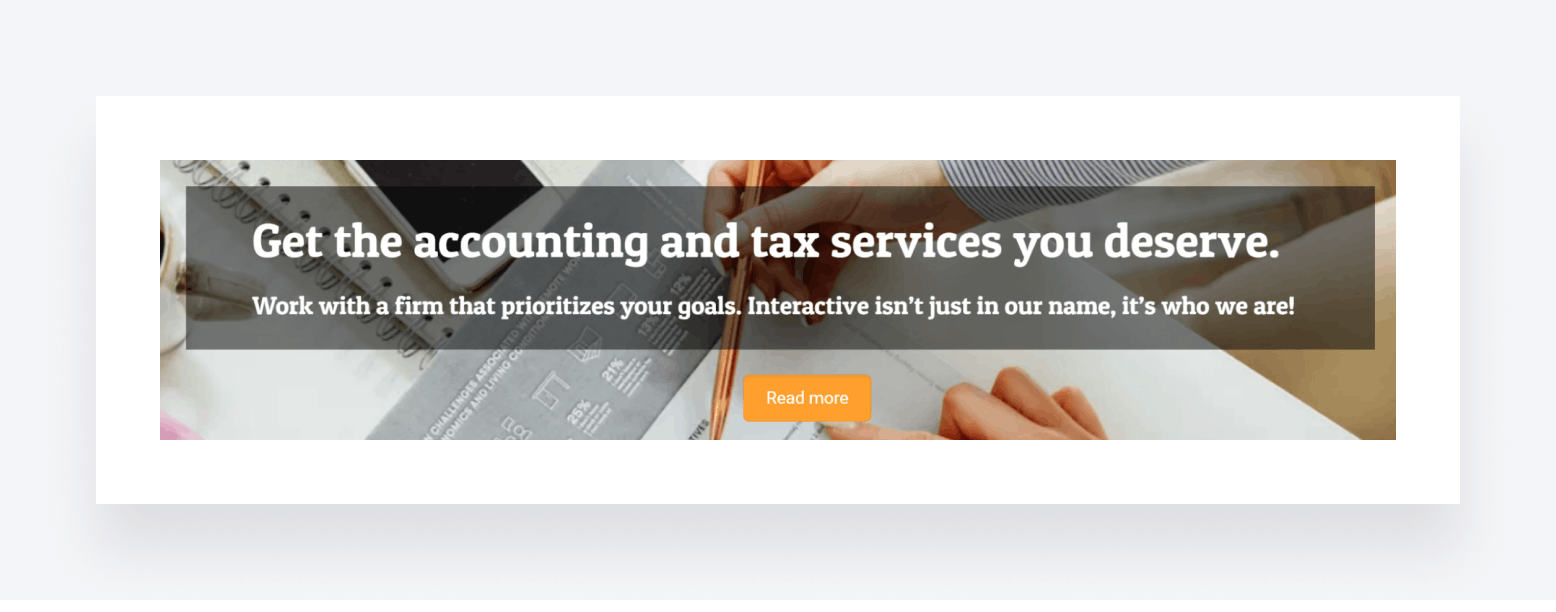 A screenshot of part of Interactive Accountant's website homepage.