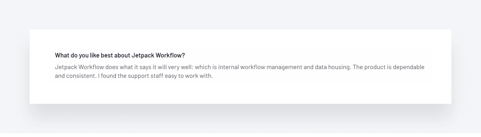 A positive review of Jetpack Workflow, explaining what the platform does well.