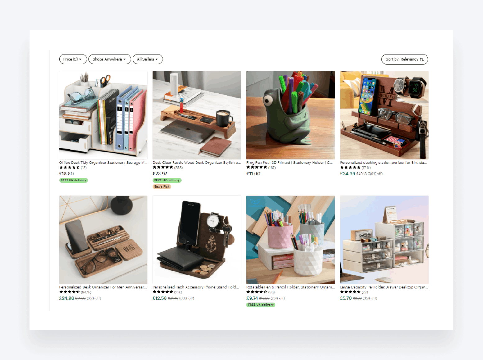 Office organizers on Etsy.