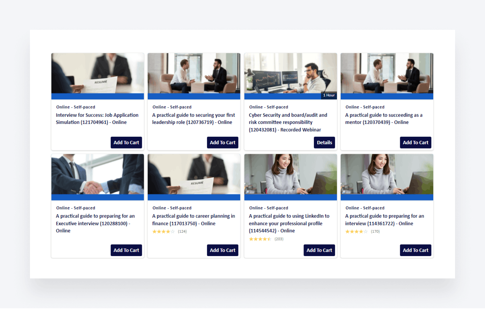 A screenshot of some of the CPD courses available to CPA Australia members for free.