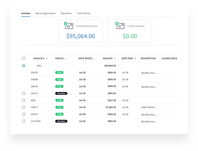 Image showcasing TaxDome's time and billing feature