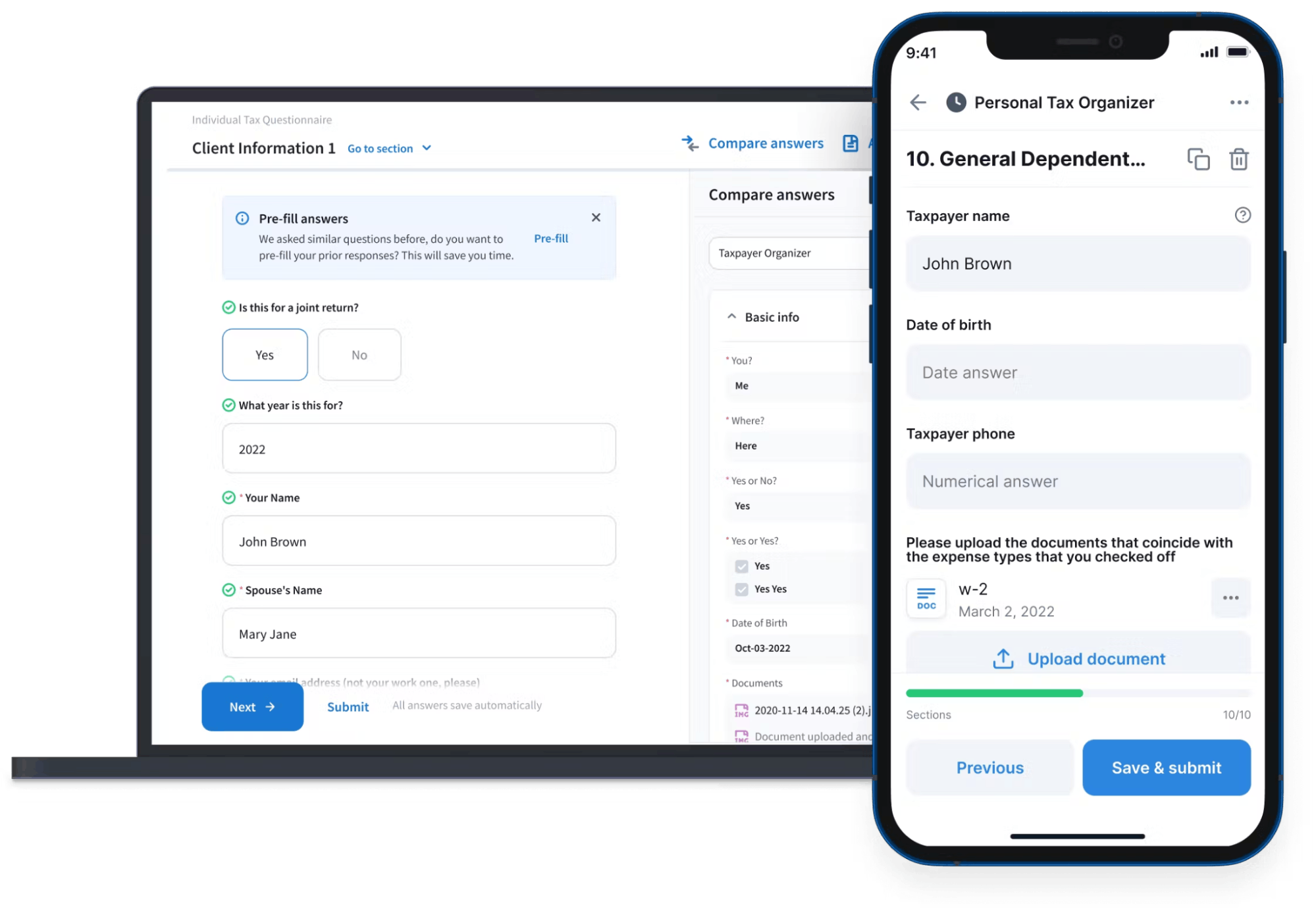 Image showcasing TaxDome's customizable tax organizers