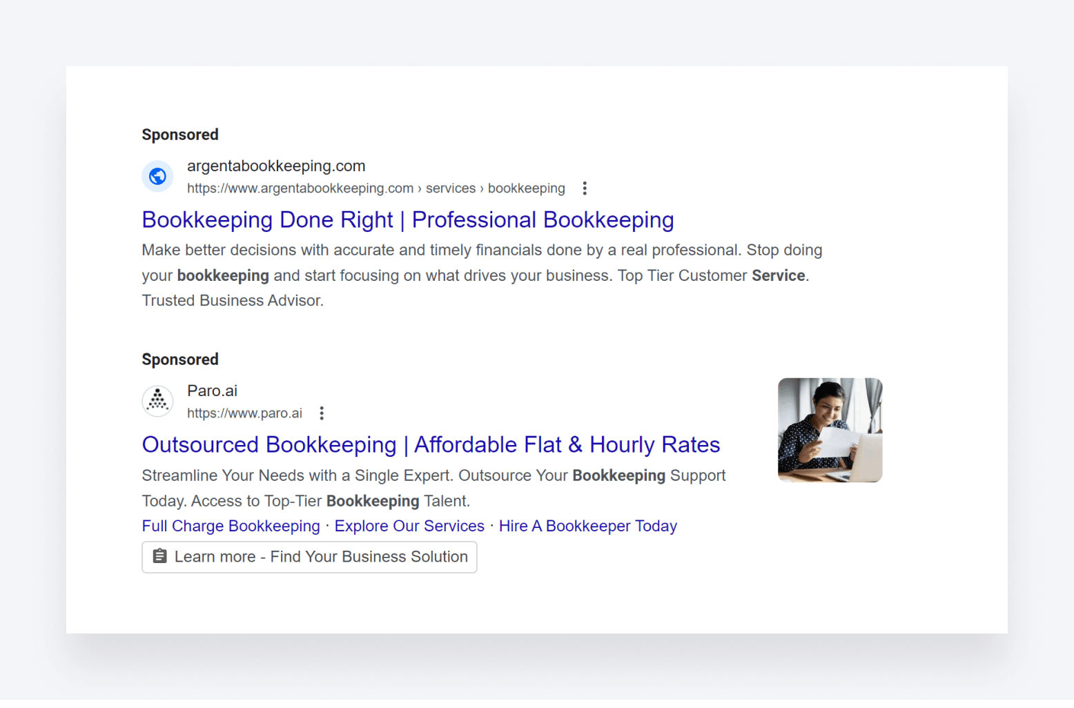 Sponsored search results on Google, showing how Google Ads can get your business seen.