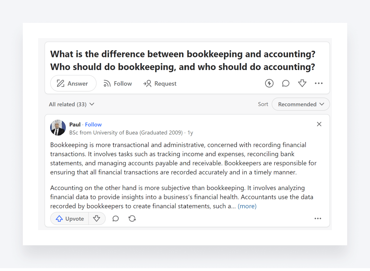 A screenshot of a Quora question and answer.