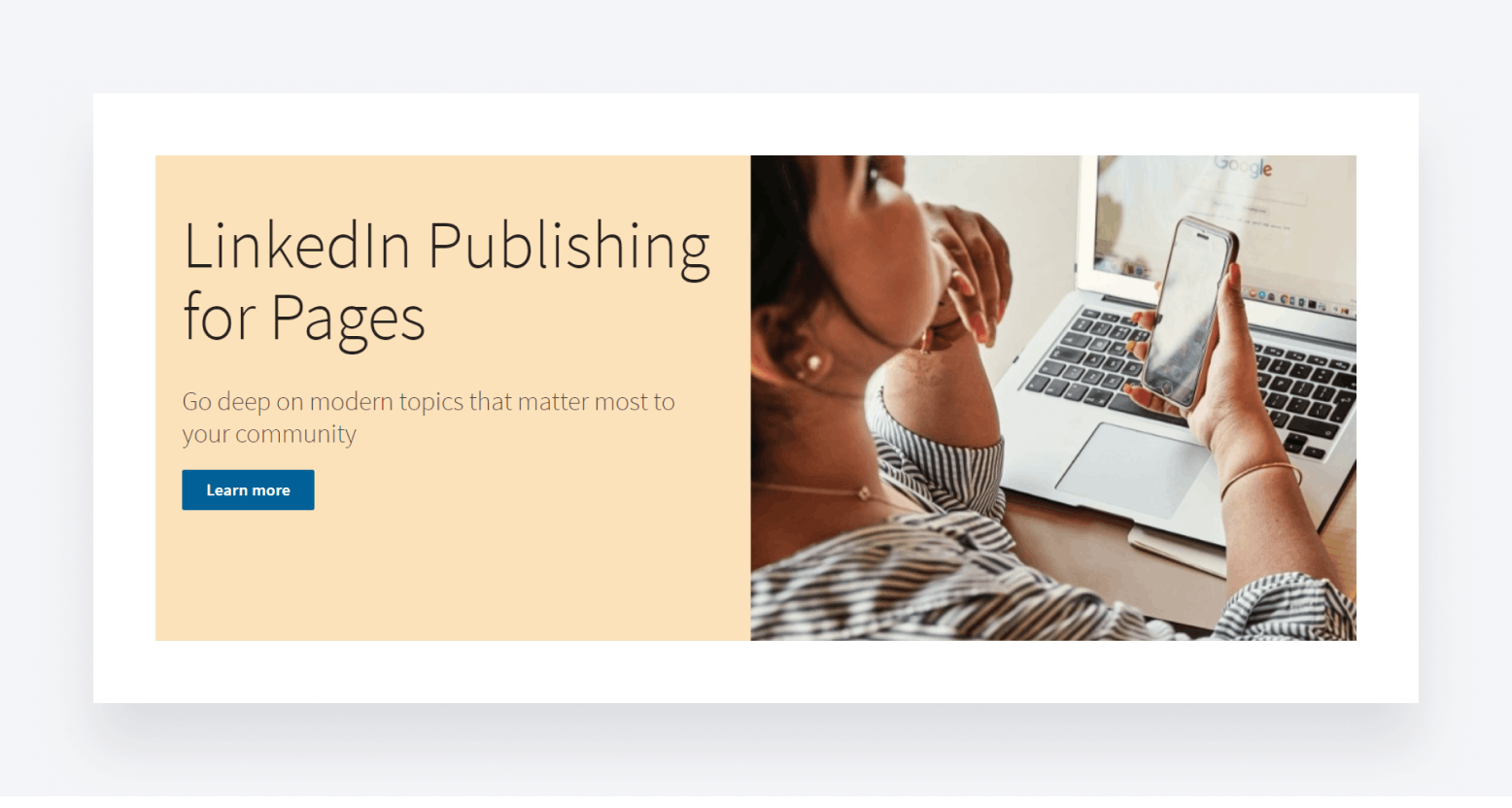 Screenshot of the LinkedIn publishing for pages tool.