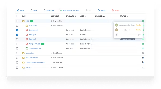 Image showcasing TaxDome's document management capabilities