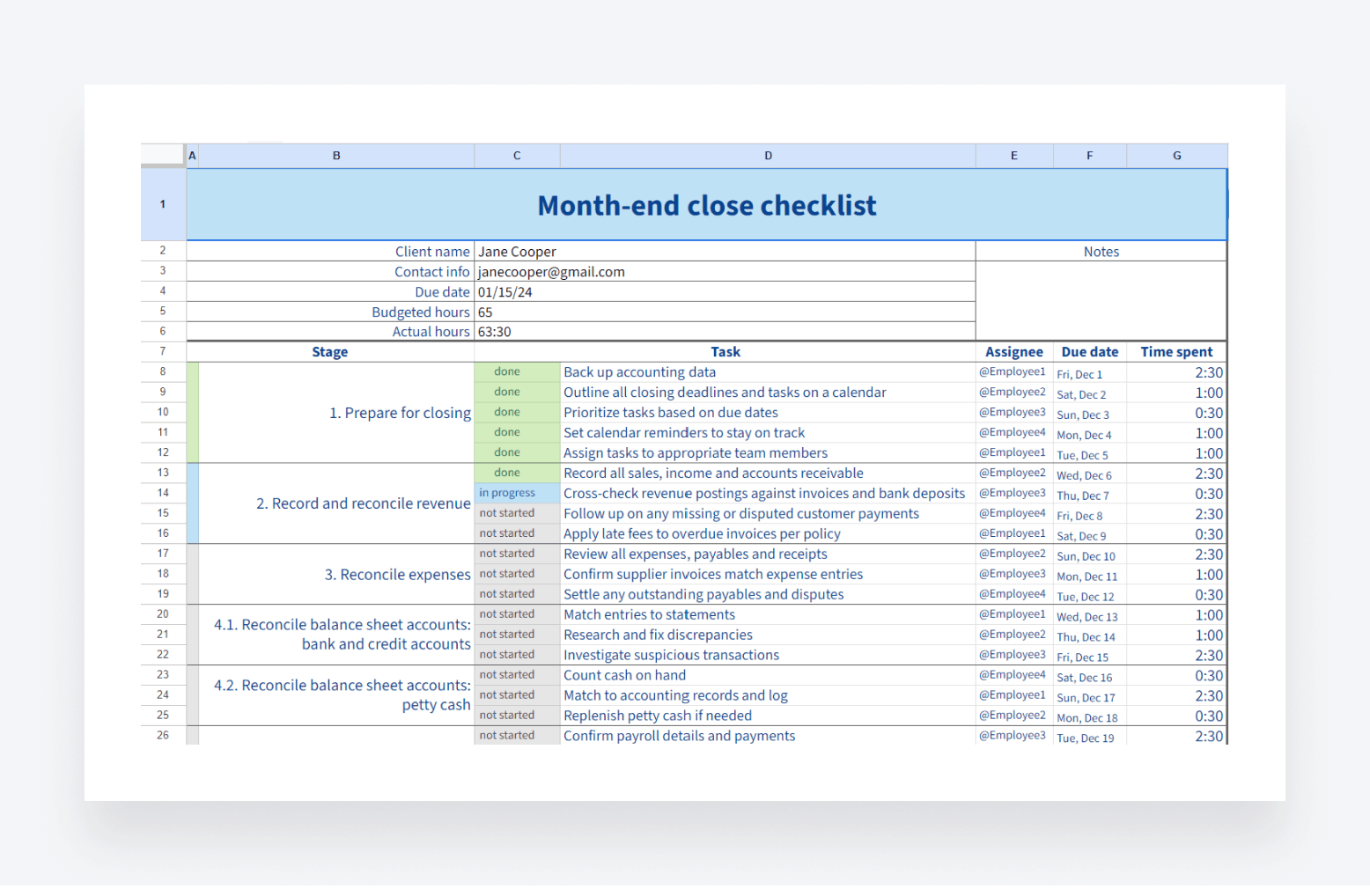 TaxDome's free month-end close template