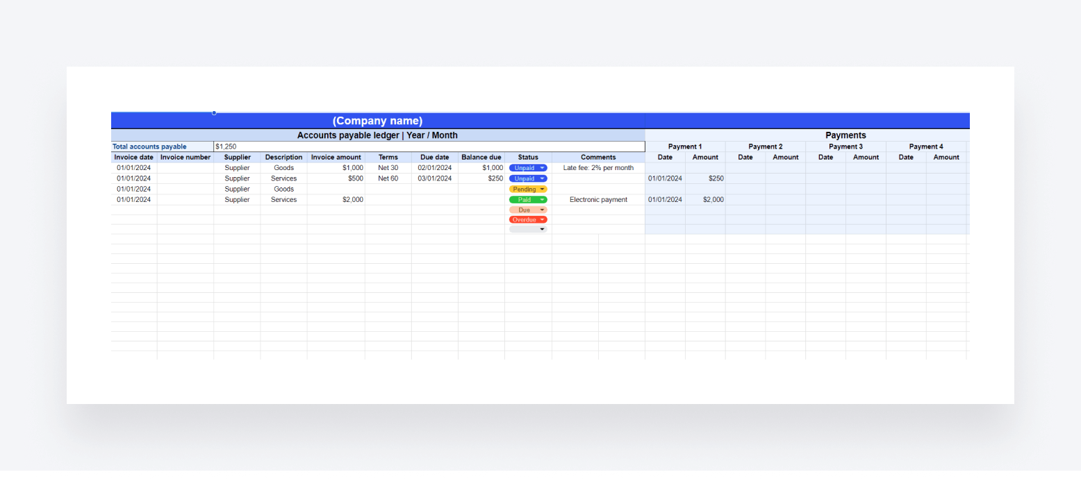 TaxDome's free accounts payable template