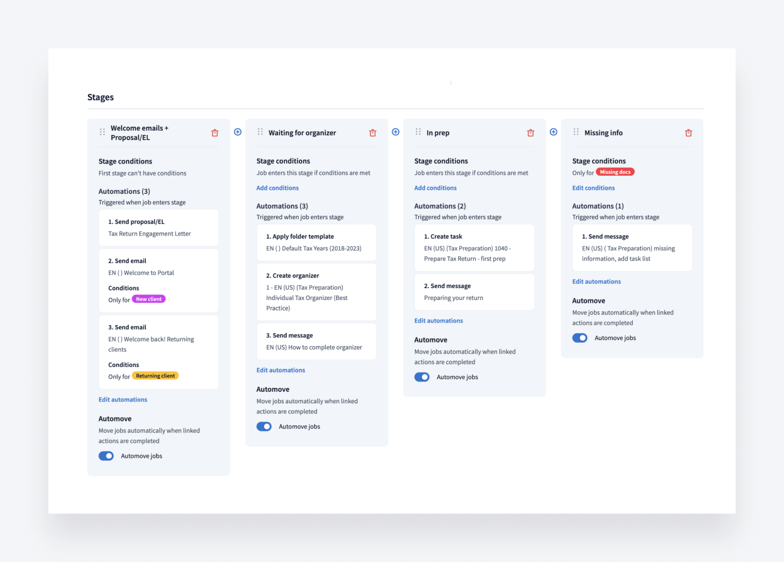 Automated workflows in TaxDome