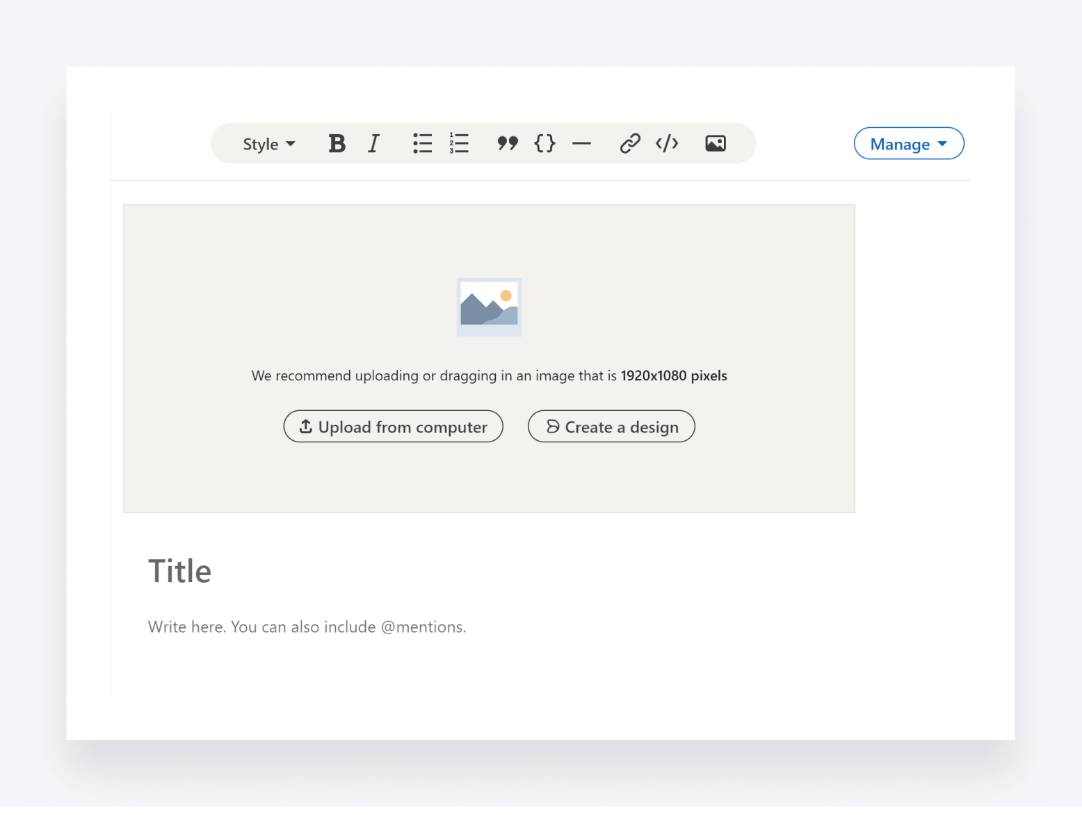 LinkedIn's article-writing module.