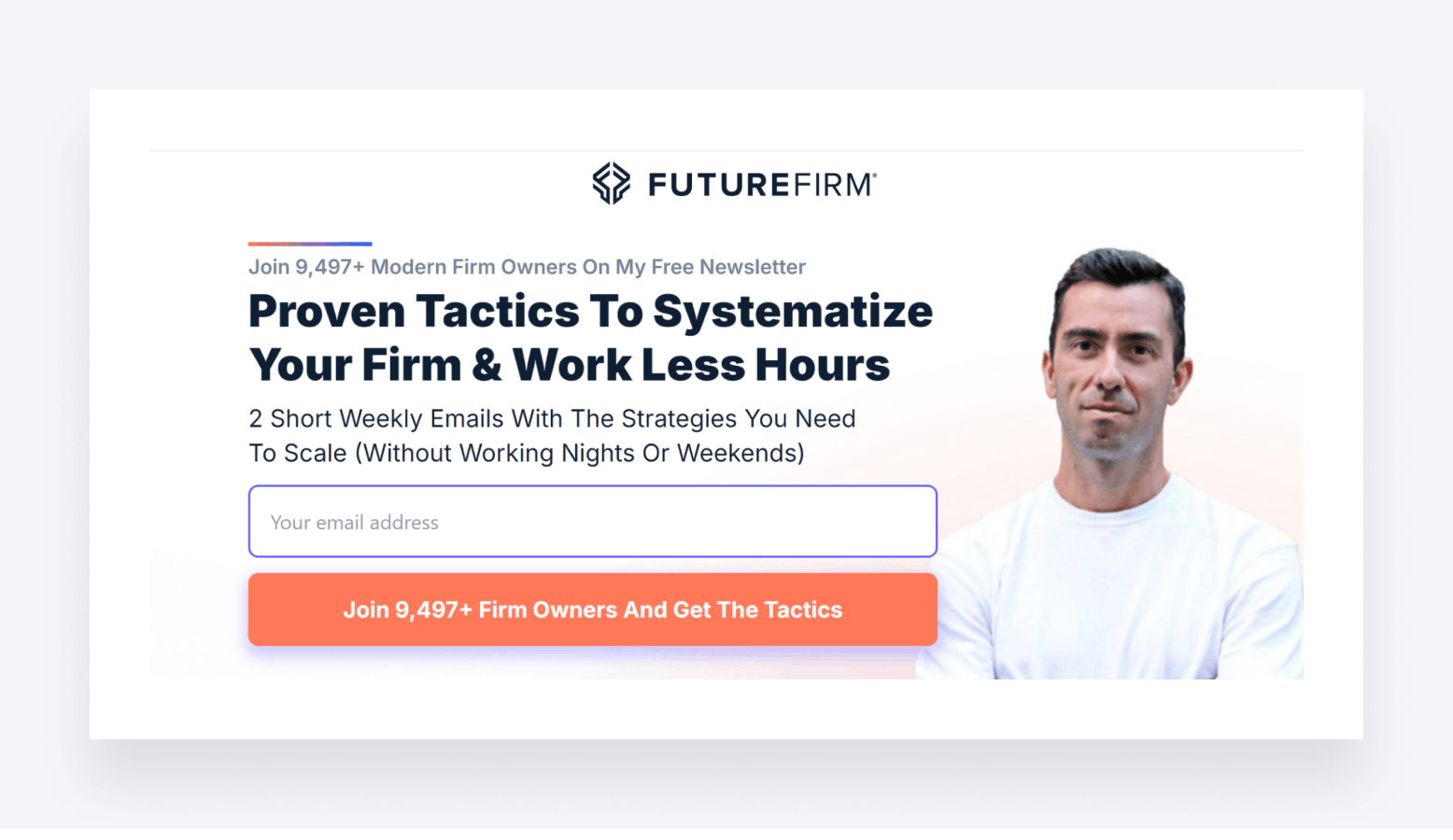 Future Firm newsletter sign-up page.