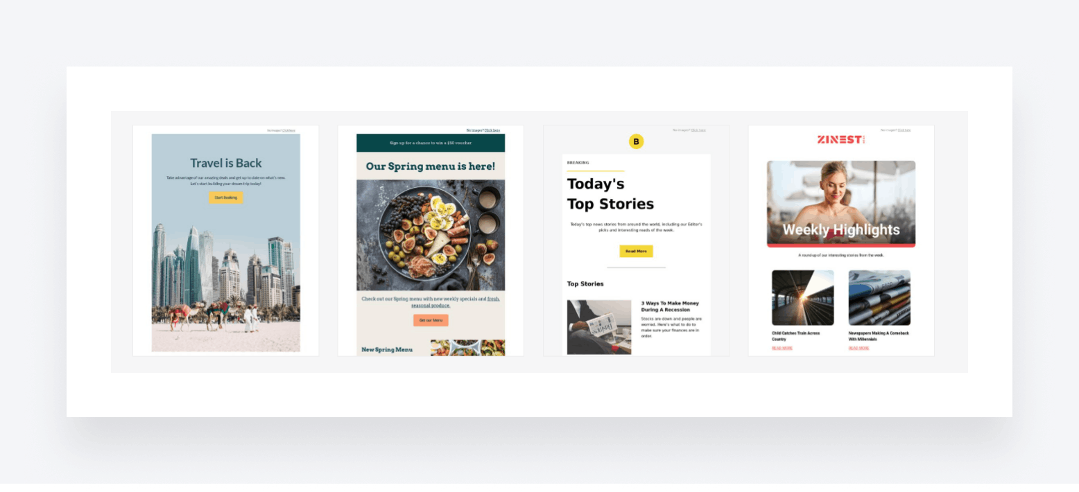 Examples of email newsletter templates.