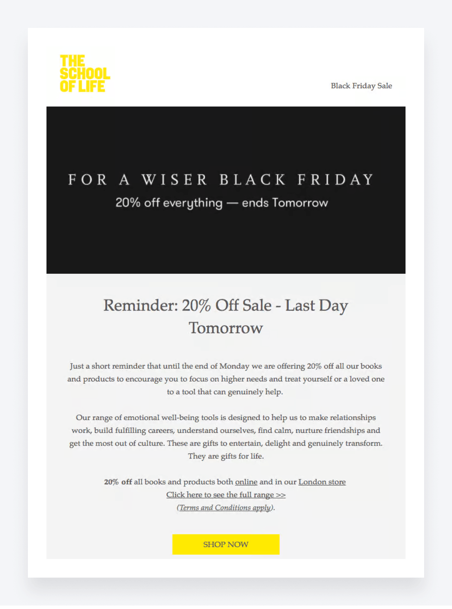 An example of a reminder email.