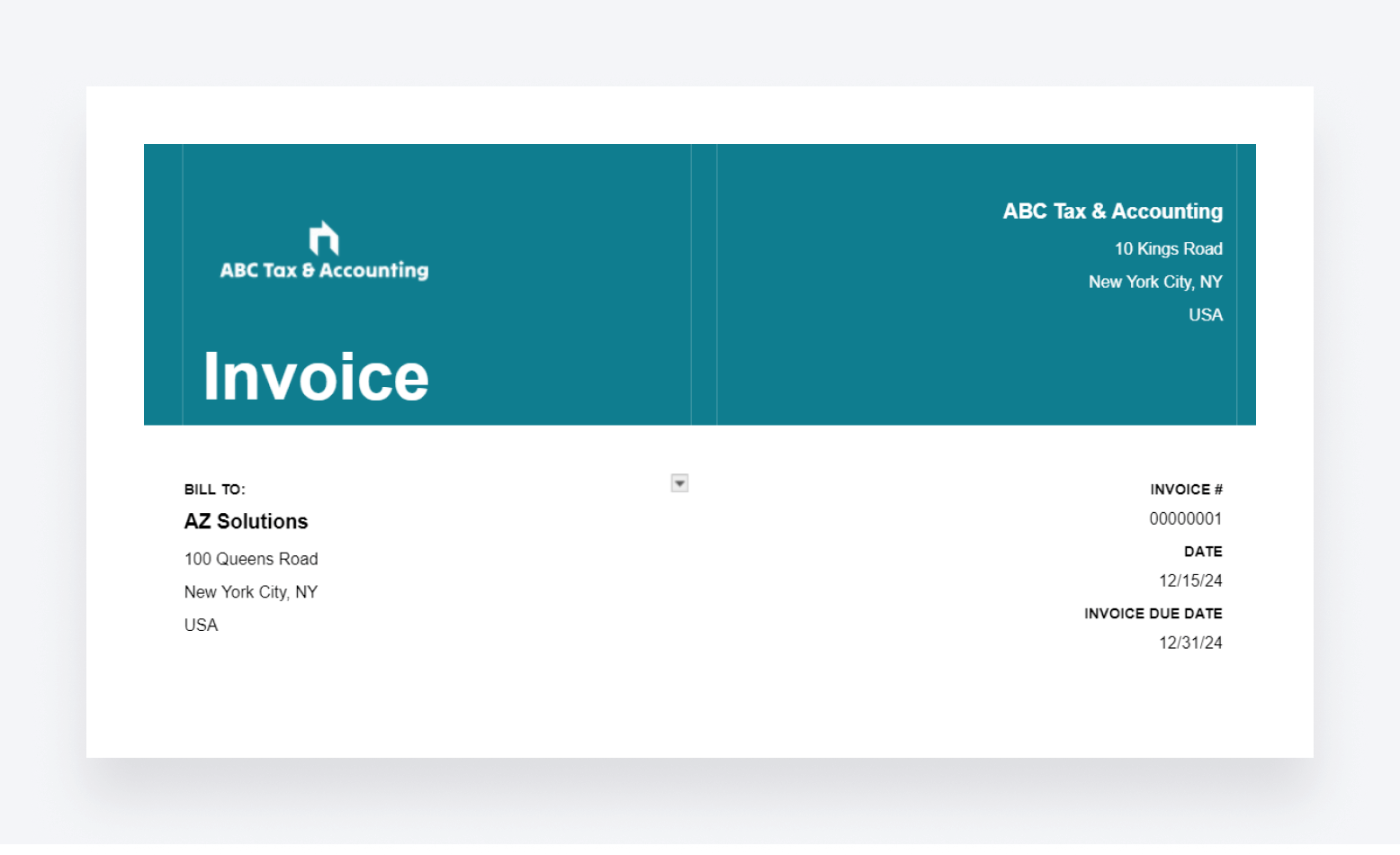 An example of a free invoice template from Wave.